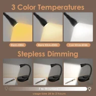 Eye Protection Book Light - 3 Color 360° Flip Adjustable Rechargeable Clip Lamp - Image 5