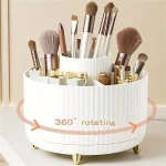 360° Rotating Cosmetic Organizer – 5 Compartments for Brushes & Makeup