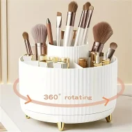360° Rotating Cosmetic Organizer - 5 Compartments for Brushes & Makeup