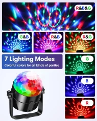 Home Car Party Disco Light - RGB Sound Activated Rotating DJ Stage Lamp - Image 2