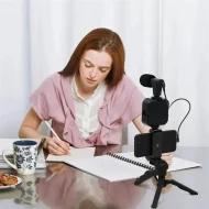 Phone Vlogging Kit: Tripod + Mic + LED Fill Light for Live Stream/YouTube - Image 5