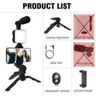 Phone Vlogging Kit: Tripod + Mic + LED Fill Light for Live Stream/YouTube - Image 8