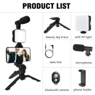 Phone Vlogging Kit: Tripod + Mic + LED Fill Light for Live Stream/YouTube - Image 7