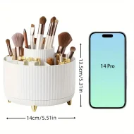360° Rotating Cosmetic Organizer - 5 Compartments for Brushes & Makeup - Image 2