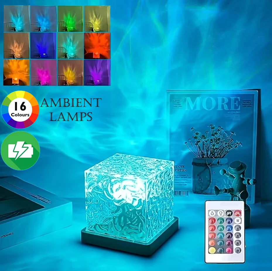 S39c56fd9abbb4c82acb180fcb00f2141l.webp Ocean Wave Aurora Night Light - RGB 16 Colors Remote Rechargeable Home Decor - Image 1