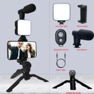 Phone Vlogging Kit: Tripod + Mic + LED Fill Light for Live Stream/YouTube - Image 6