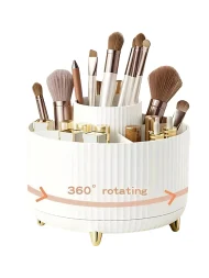 360° Rotating Cosmetic Organizer - 5 Compartments for Brushes & Makeup - Image 8