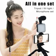 Phone Vlogging Kit: Tripod + Mic + LED Fill Light for Live Stream/YouTube - Image 2