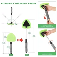 Telescopic Car Window Cleaner Brush Set - Microfiber & Scraping Mist Eliminator - Image 4