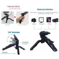 Phone Vlogging Kit: Tripod + Mic + LED Fill Light for Live Stream/YouTube - Image 3