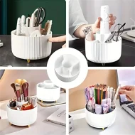 360° Rotating Cosmetic Organizer - 5 Compartments for Brushes & Makeup - Image 5