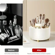 360° Rotating Cosmetic Organizer - 5 Compartments for Brushes & Makeup - Image 6