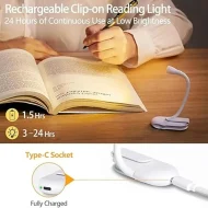 Eye Protection Book Light - 3 Color 360° Flip Adjustable Rechargeable Clip Lamp - Image 21