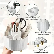 360° Rotating Cosmetic Organizer - 5 Compartments for Brushes & Makeup - Image 4