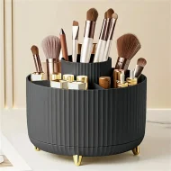 360° Rotating Cosmetic Organizer - 5 Compartments for Brushes & Makeup - Image 9