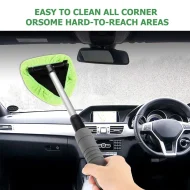 Telescopic Car Window Cleaner Brush Set - Microfiber & Scraping Mist Eliminator - Image 2