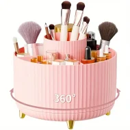 360° Rotating Cosmetic Organizer - 5 Compartments for Brushes & Makeup - Image 10