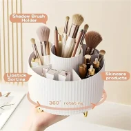 360° Rotating Cosmetic Organizer - 5 Compartments for Brushes & Makeup - Image 3