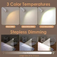 Eye Protection Book Light - 3 Color 360° Flip Adjustable Rechargeable Clip Lamp - Image 19